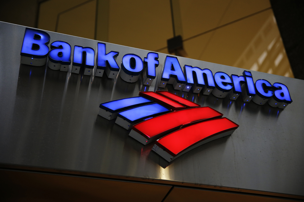 A Bank of America sign is displayed in Philadelphia.