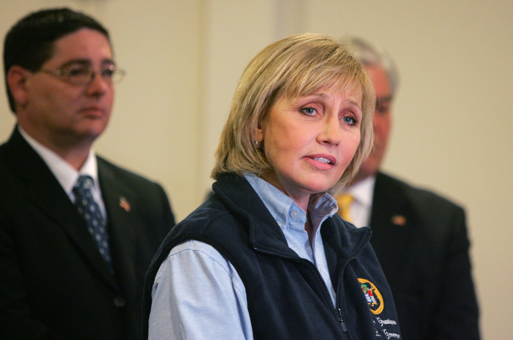 Lt. Gov. Kim Guadagno speaks to the press during the the Dr. Martin Luther King, Jr. National Day of Service in Union Beach, N.J., on Monday.