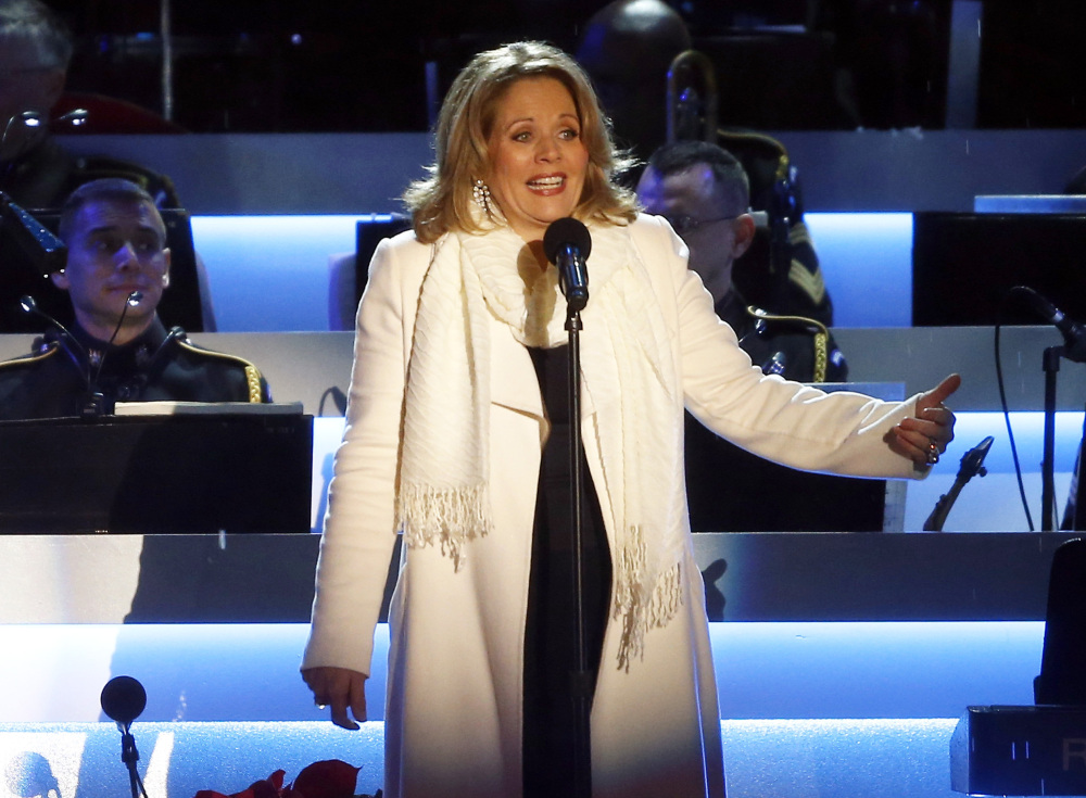 Renee Fleming performs at the National Christmas Tree lighting ceremony across from the White House in Washington.