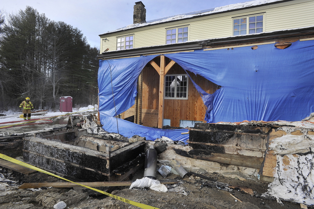 Scene of a propane tank fire at a home on Ledge Road in Yarmouth on Wednesday, January, 22, 2014.
