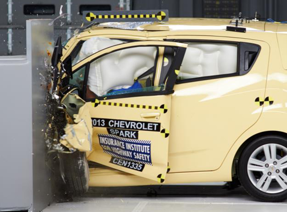 The Chevrolet Spark was the only mini-car tested to earn an “acceptable” rating in the Insurance Institute for Highway Safety’s test. None of the cars earned the highest rating.