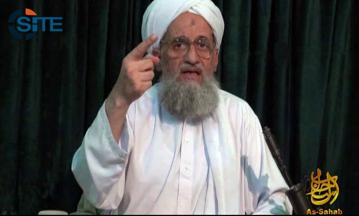 This July 27, 2011, file image from a web posting by al-Qaida’s media arm, as-Sahab, provided by IntelCenter, shows al-Qaida leader Ayman al-Zawahiri. Israel on Wednesday, Jan. 22, 2014, said it had foiled an “advanced” al-Qaida plan to carry out a suicide bombing on the U.S. Embassy in Tel Aviv and bomb other targets, in what analysts said was the first time the global terror network’s leadership has been directly involved in plotting an attack inside Israel.