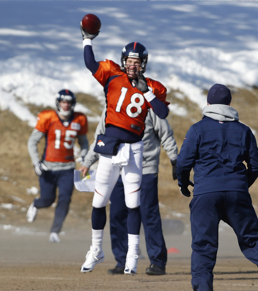 IT’S GOING TO BE COLD: Peyton Manning has a reputation for struggling in cold weather, but can put that to rest when the Denver Broncos face the Seattle Seahawks in the Super Bowl in East Rutherford, N.J. on Sunday, Feb. 2.