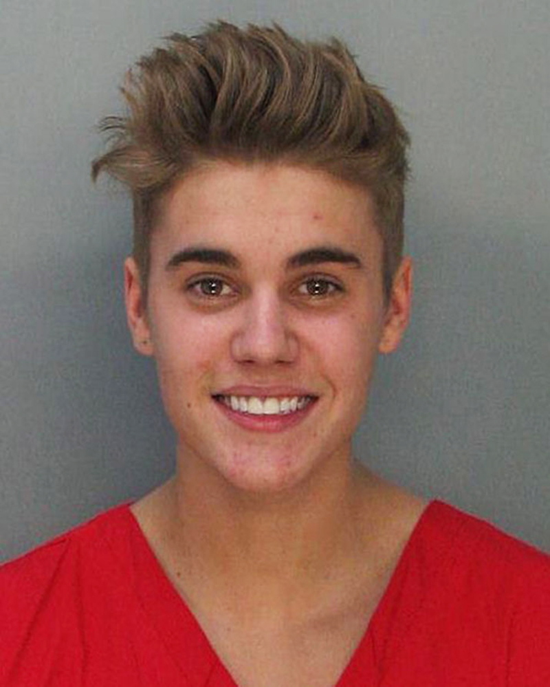 This police booking mug made available by the Miami Dade County Corrections Department shows pop star Justin Bieber on Thursday.