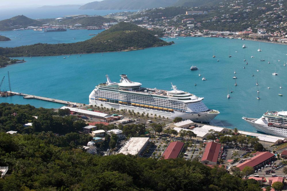 The Royal Caribbean International’s Explorer of the Seas is docked at Charlotte Amalie Harbor in St. Thomas, U. S. Virgin Islands, Sunday.