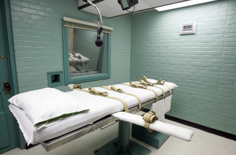 The gurney in the death chamber is shown in photo from Huntsville, Texas.