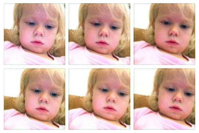 This screen grab shows a photo collage provided by Brandi Koskie of her daughter, Paisley, 3, in selfies that Paisley shot on her mother’s phone in an unsupervised moment at her Wichita, Kan., home. An increasing number of parents of toddlers are finding their tech-savvy 2- and 3-year-old kids are obsessed with selfies.