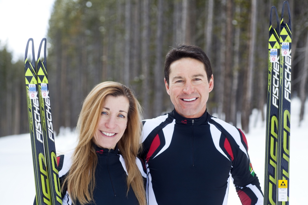 Cross-country skiers Gary and Angelica di Silvestri pose for a photo at the Yellowstone Club in Big Sky, Mont., where they have been finishing their training for the Sochi Olympics.