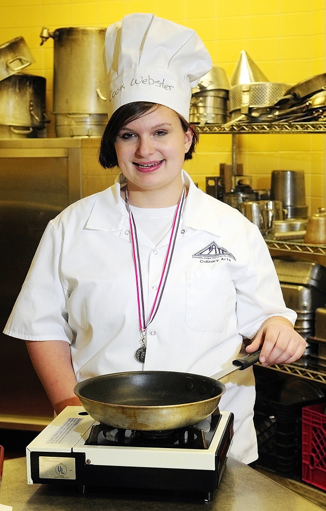 Staff photo First year culinary student Sierra Webster, a junior at Winthrop High Schoo,l took second place in the SkillsUSA event on Friday January 31, 2014 at the Capital Area Technical Center Augusta.