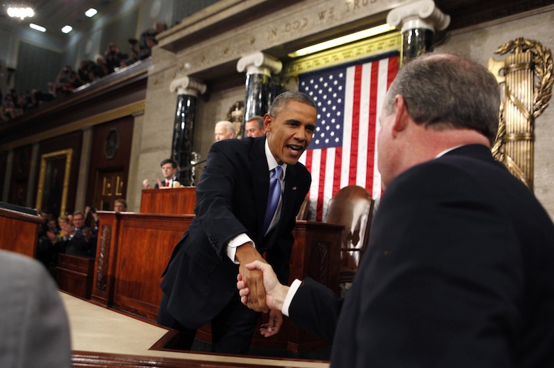 President Barack Obama arrives to deliver the State of Union address before a joint session of Congress in the House chamber Tuesday, Jan. 28, 2014, in Washington.