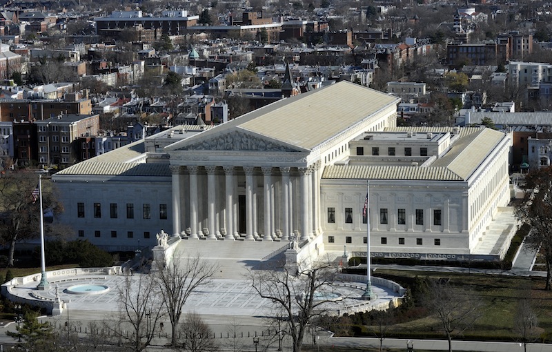 In this Dec. 19, 2013 file photo, a view of the Supreme Court can be seen from the view from near the top of the Capitol Dome on Capitol Hill in Washington.