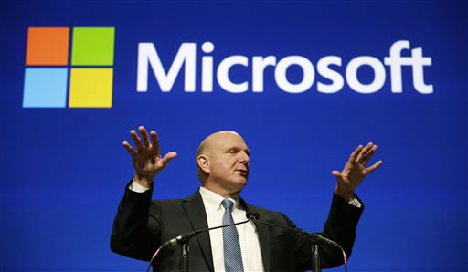 In this Nov. 19, 2013 photo, Microsoft CEO Steve Ballmer speaks at the company's annual shareholders meeting in Bellevue, Wash. Ballmer has led the company since 2000 and plans to retire in August.