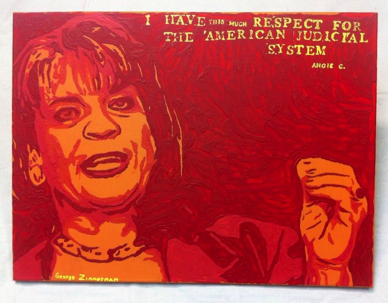 This undated file photo shows a painting by George Zimmerman, portraying Florida State Attorney Angela Corey, the special prosecutor who charged him with second-degree murder in the 2012 shooting death of 17-year-old Trayvon Martin. Zimmerman's brother, Robert Zimmerman Jr., posted a photo of the painting, titled "Angie", on Twitter on Wednesday.