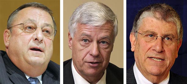 Gubernatorial candidates, from left: Republican Gov. Paul LePage, Democrat Mike Michaud and independent Eliot Cutler. Election 2010 Congress