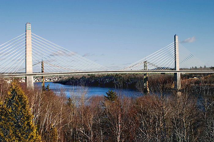 The 447-foot-high Penobscot Narrows Bridge connects Verona Island with the Waldo County town of Prospect over the Penobscot River.
