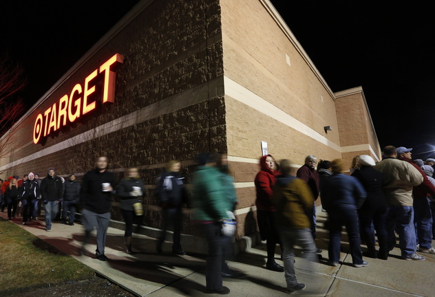 A line of Black Friday shoppers wraps around the Target store in South Portland last November, during the time when a cyberattack compromised the credit card data of Target’s customers.