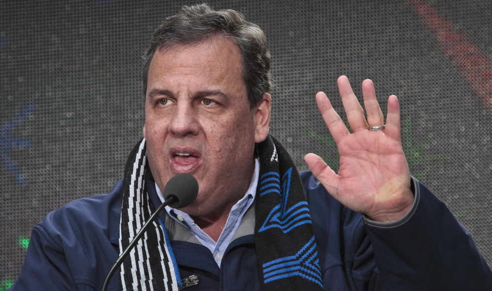 New Jersey Gov. Chris Christie speaks during a ceremony to pass official hosting duties of next year’s Super Bowl to representatives from Arizona on Saturday.