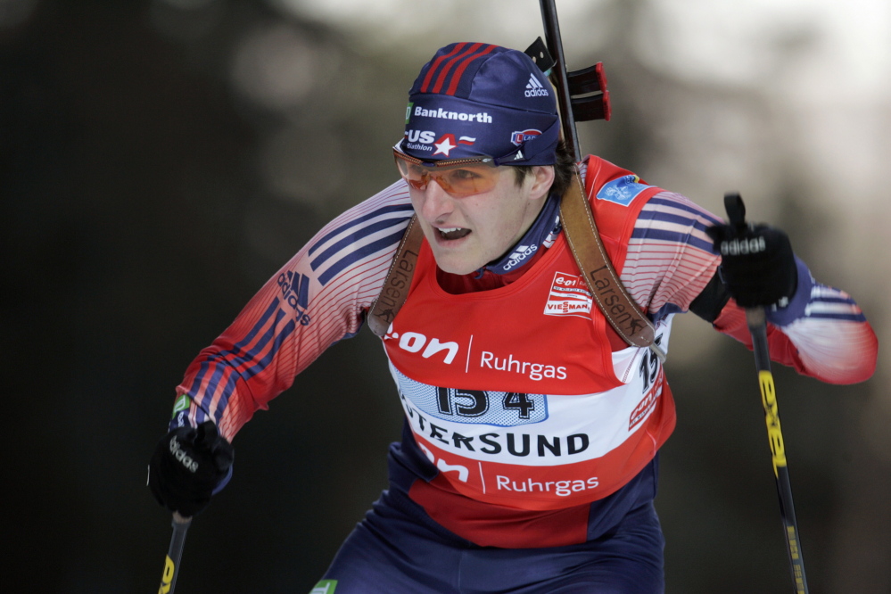 Russell Currier competes at the Biathlon World Championships in Ostersund, Sweden, in 2008. Currier discovered his passion for the sport in junior high school.