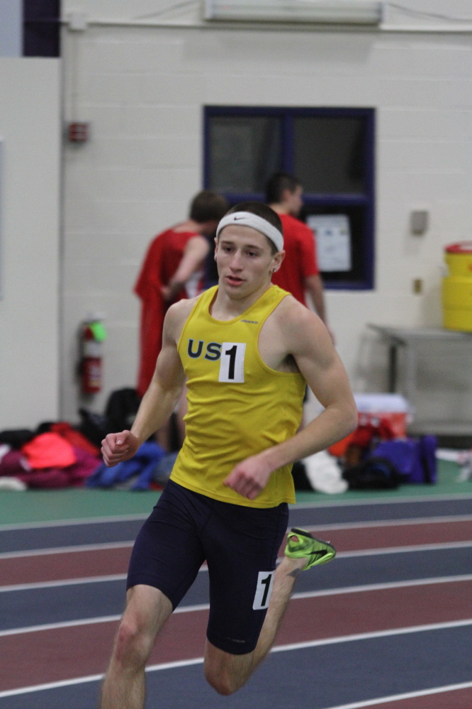 GETTING FASTER: University of Southern Maine’s Kevin Desmond has emerged as one of the fastest 800-meter runners in Division III. On Jan. 25, Desmond finished the event in 1 minute, 52.61 seconds — at the time the fastest anyone in Div. III had run.