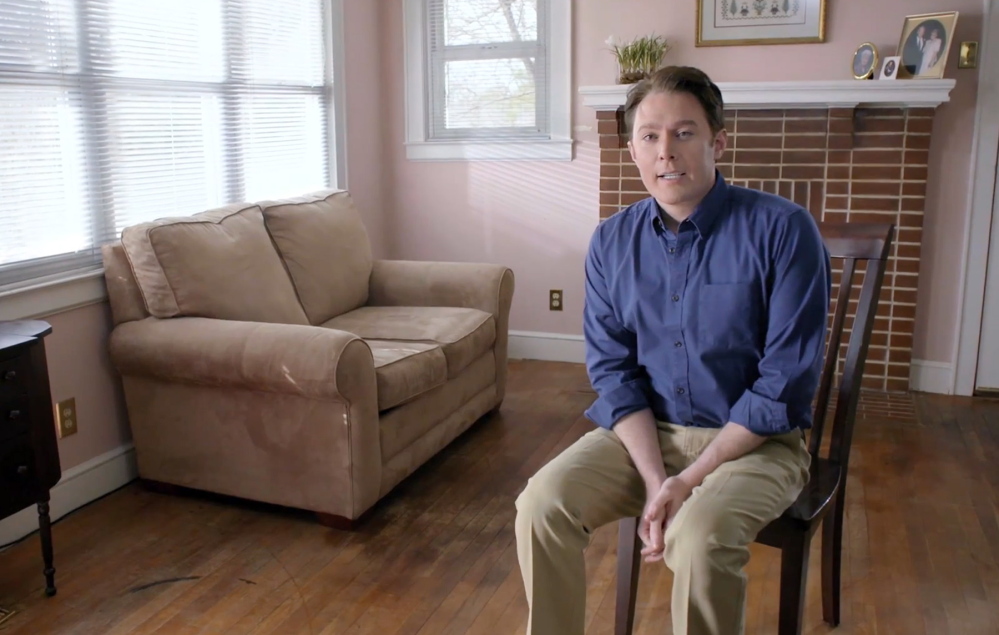 This screen image is from a video in which Clay Aiken announces his bid to run for Congress in North Carolina.