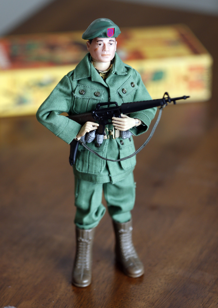 One of Tearle Ashby’s G.I. Joe action figures in Niskayuna, N.Y. A half-century after the 12-inch doll was introduced at a New York City toy fair, the iconic action figure is being celebrated by collectors with a display at the New York State Military Museum.