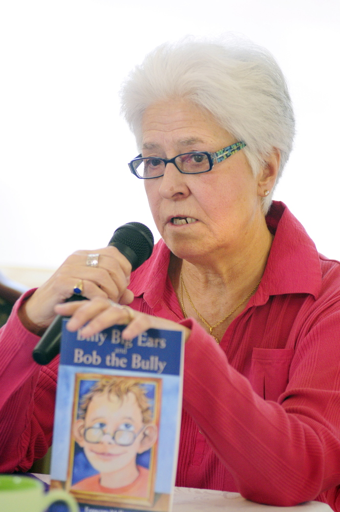 Watching for signs: Author Francine McEwen participates in a panel discussion about bullying of the elderly during an event Saturday at The Cohen Center in Hallowell.