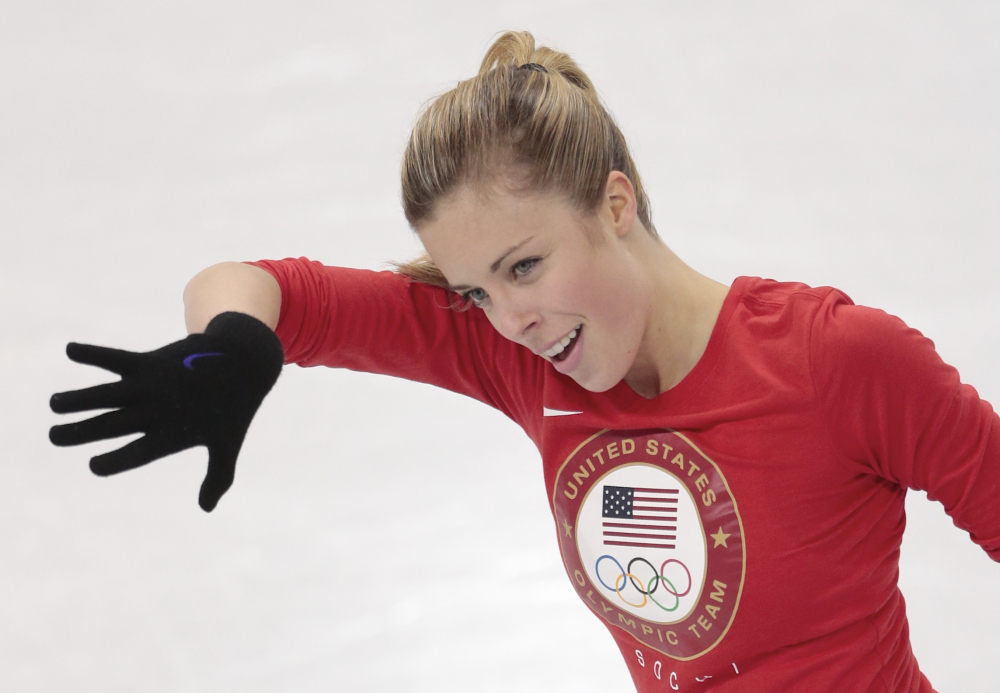 Ashley Wagner of the United States skates at the figure stating practice rink Wednesday ahead of the 2014 Winter Olympics in Sochi, Russia. In the United States, Wagner spoke eloquently against the Russian law. In Sochi, she still is answering questions on it but isn't making it a priority.