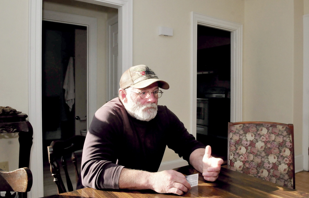SHELTER: Veteran and former homeless person Steve McFarland speaks about the factors in his life that led him to take part in living in one of three housing units that provide shelter to veterans and adults with disabilities in Waterville.