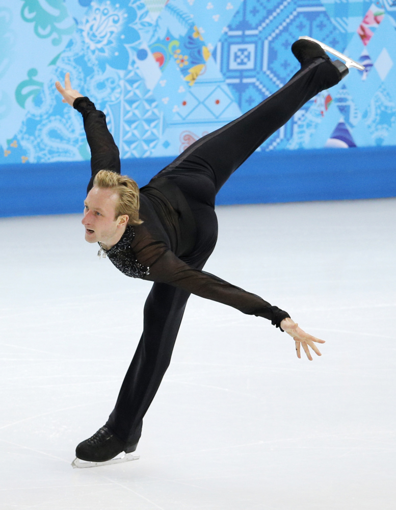 Evgeni Plushenko of Russia competes in the men’s team free skate figure skating competition Sunday at the Iceberg Skating Palace during the 2014 Winter Olympics in Sochi, Russia.