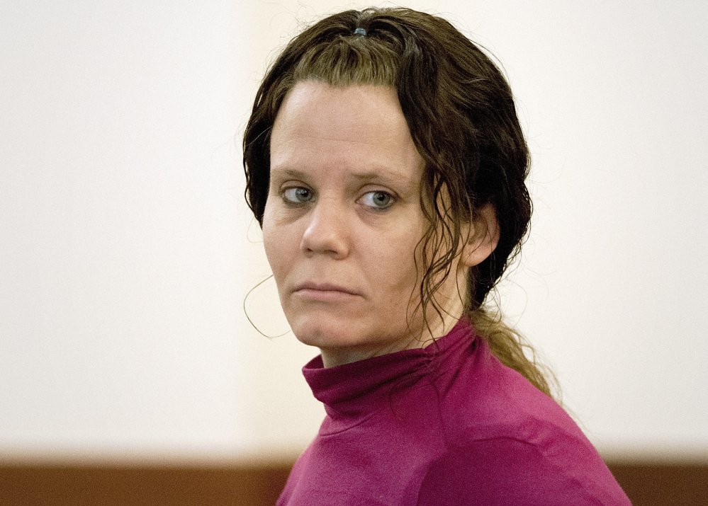 Julie Corey is shown in court in Worcester, Mass., on Wednesday before a jury declared her guilty of killing her pregnant friend Darlene Haynes in 2009 and cutting the baby from Haynes’ womb.