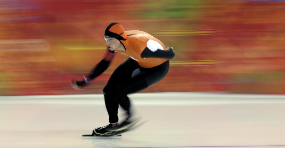 Sven Kramer, of the Netherlands, competes in the men’s 5,000-meter speed skating race at the Adler Arena Skating Center during the 2014 Winter Olympics in Sochi, Russia