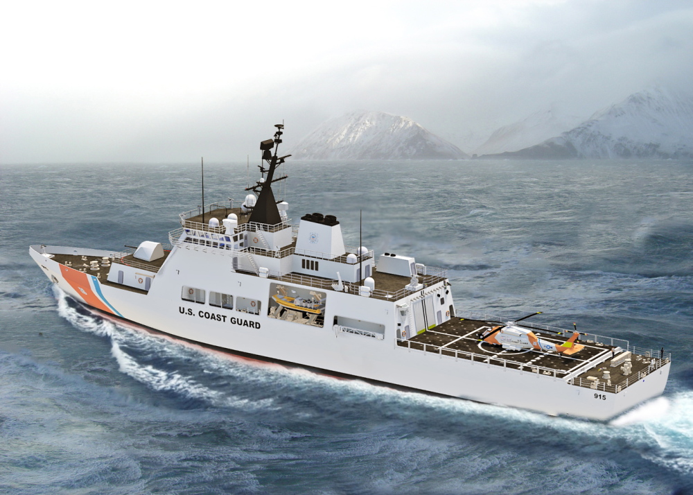 Bath Iron Works’ proposed design of a next-generation vessel for the Offshore Patrol Cutter program includes a helicopter landing pad and a bay for launching inflatable boats.