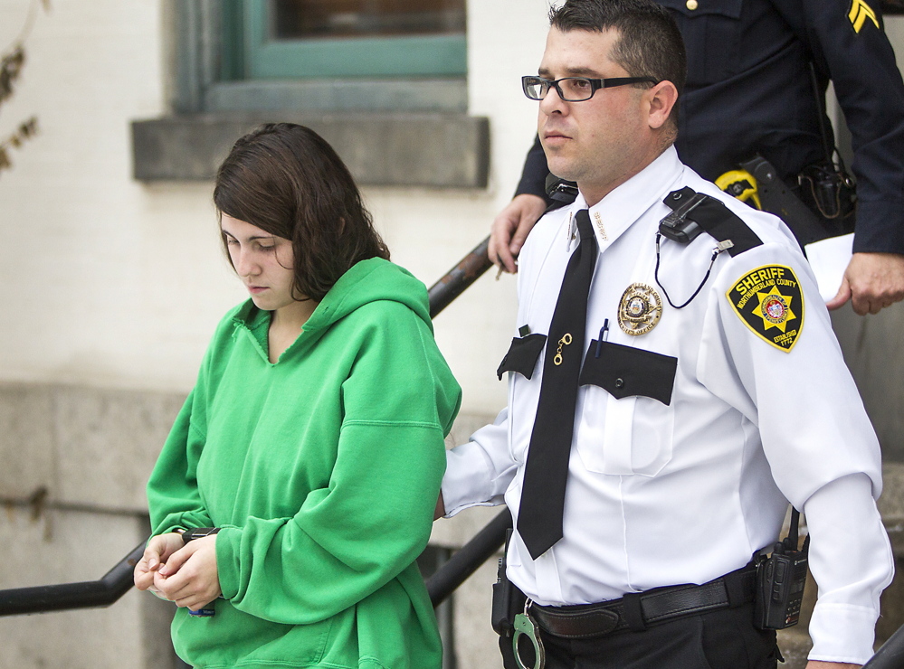 Miranda Barbour, 19, is led out of the courthouse in December after a hearing in Sunbury, Pa. In a jailhouse interview with a newspaper, Barbour reportedly admitted that she and her newlywed husband killed a man they met through Craigslist.