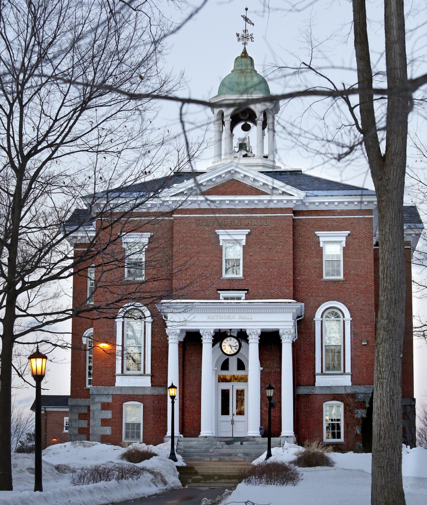 Junior John Durkin of Rye Beach, N.H., was an economics major and Asian studies minor at Bates College in Lewiston, pictured here at dusk Saturday.