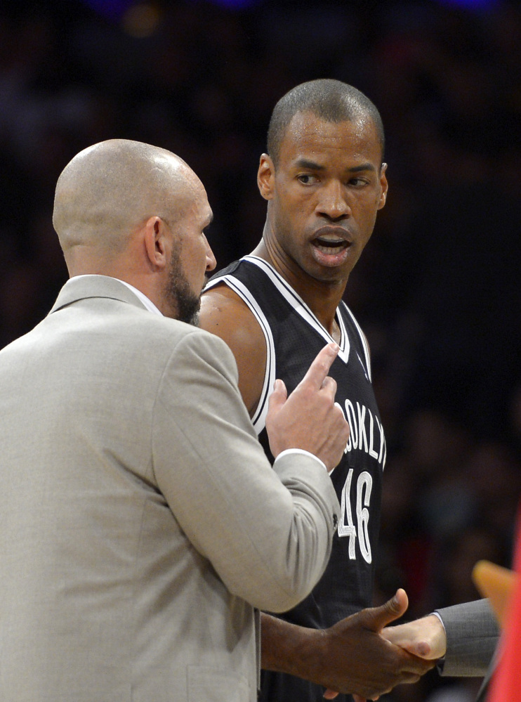 NO WORRIES: Jason Collins, the NBA’s first openly gay player, is comfortable in his new surroundings with the Brooklyn Nets. Collins previously played with many of his Brooklyn teammates.
