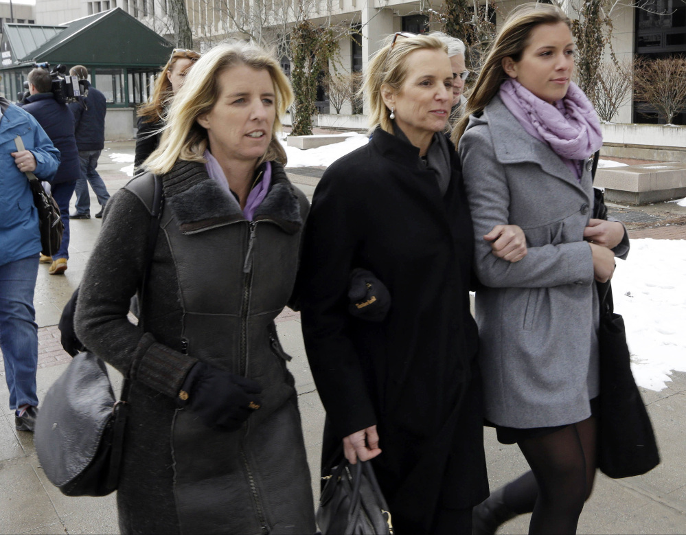 Kerry Kennedy, center, leaves Westchester County courthouse accompanied by family members Wednesday in White Plains, N.Y. Kennedy testified Wednesday that she did not knowingly take a sleeping pill on the day her Lexus swerved into a tractor-trailer on a suburban New York highway.