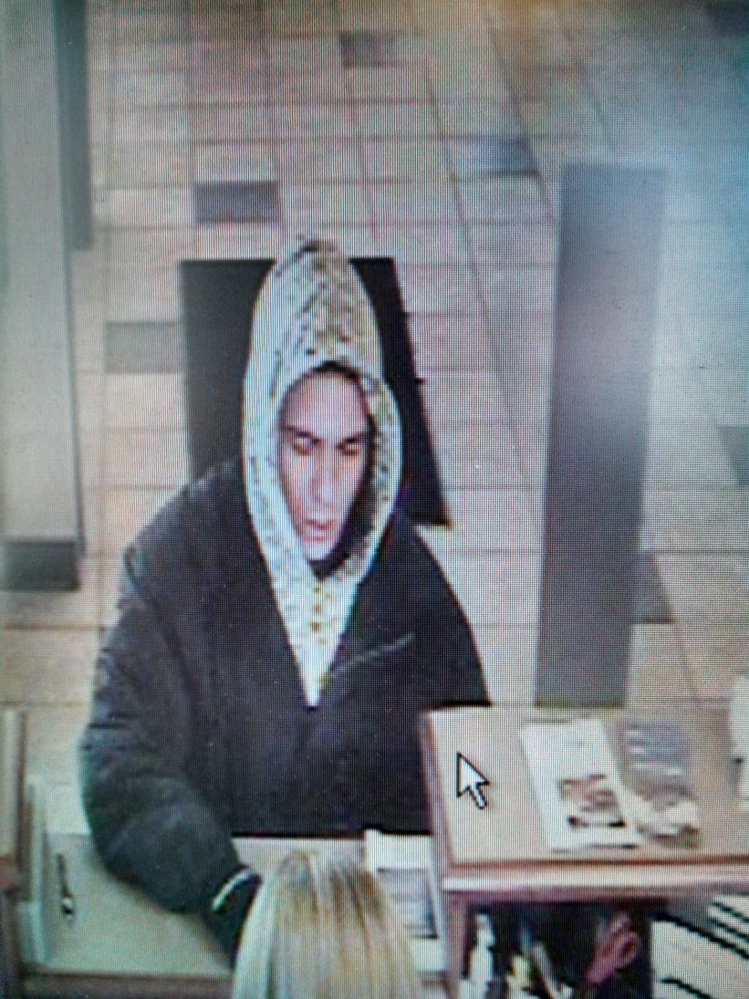 Robbery: Bank surveillance photo shows the man who robbed Bangor Savings Bank in Waterville on Friday.