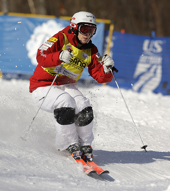 Hannah Kearney competes in the women's freestyle World Cup moguls event on Wednesday, Jan. 15, 2014, in Wilmington, N.Y. Kearney finished in third place.