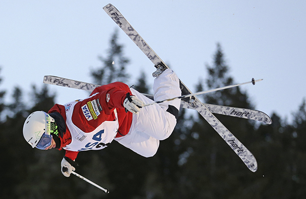 Patrick Deneen, of the United States, competes during the men's freestyle World Cup moguls event Saturday, Jan. 11, 2014, in Park City, Utah.