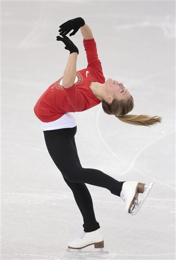 Ashley Wagner, of the United States, skates at the figure stating practice rink ahead of the 2014 Winter Olympics, Wednesday, Feb. 5, 2014, in Sochi, Russia. (AP Photo/Ivan Sekretarev) 2014 Sochi Olympic Games;Winter Olympic games;Olympic games;Sports;Events;XXII Olympic Winter Games