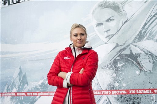 Russian tennis player Maria Sharapova poses for photographers while visiting her first court of Kafelnikov Tennis School in Riviera Park in Sochi, Russia, Wednesday, Feb. 5, 2014, prior to the start of the 2014 Winter Olympics. (AP Photo/Pavel Golovkin) 2014 Sochi Olympic Games;Winter Olympic games;Olympic games;Sports;Events;XXII Olympic Winter Games