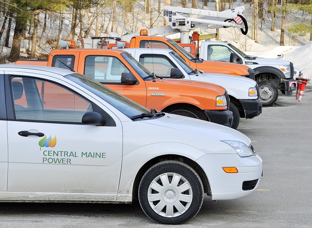 CMP Fleet: Rows of vehicles are parked on Friday at Central Maine Power’s Augusta Service Building on Old Winthrop Road. A bill proposed by a Farmington representative would require CMP to register its vehicles in various towns across the state, which would cost the city hundreds of thousands of dollars, according to city officials.