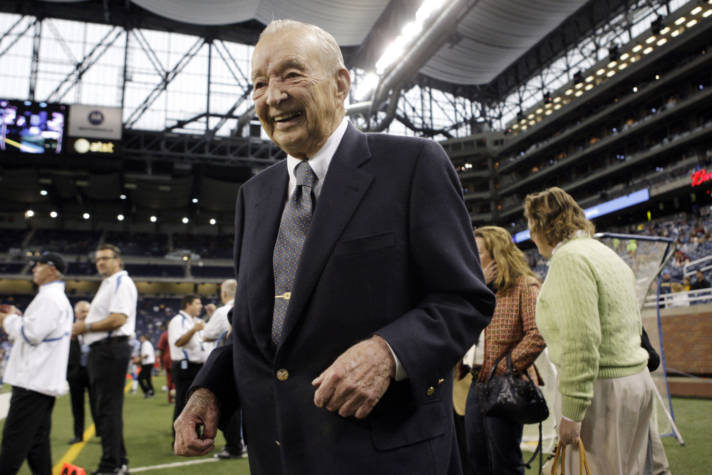 Detroit Lions owner and chairman William Clay Ford died of pneumonia at his home. Ford, who helped steer Ford Motor Co. for more than five decades, was 88. He was the last surviving grandson of company founder Henry Ford.