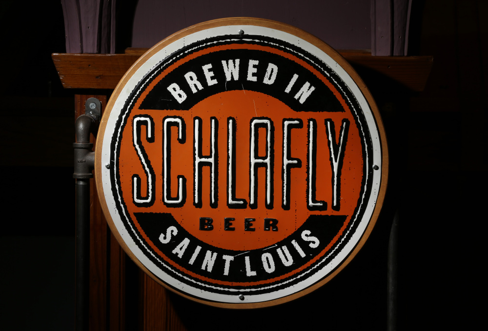 The logo seen on bottles of beer produced by the brewery co-founded by Tom Schlafly.