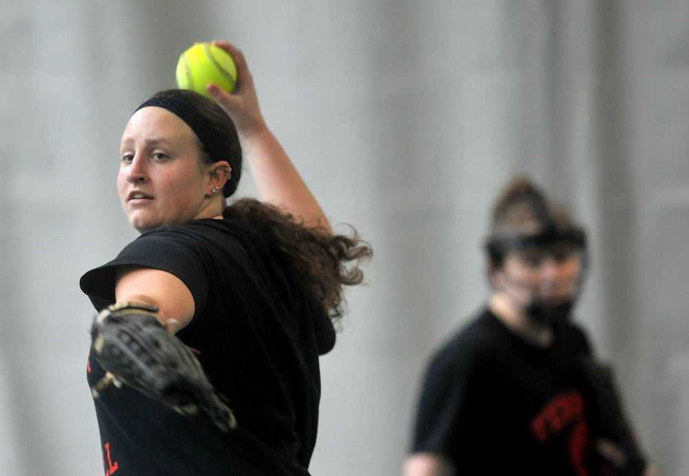 BACK AT IT: Thomas College softball player Kelsey Crowe is back after sitting out last season with a broken foot.