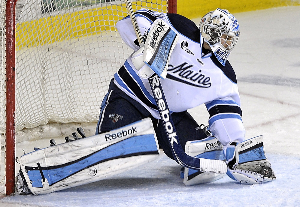 MAKING THE PLAYS: Maine goaltender Martin Ouellette has a 2.22 goals-against average and a .927 save percentage this season. He also has four shutouts.