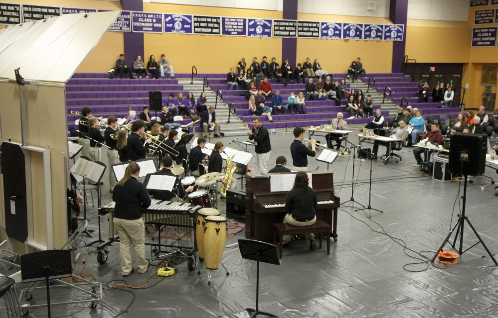 The South Portland High School Jazz Ensemble competes in the Maine State High School Instrumental Jazz Festival at Hampden Academy on Saturday.