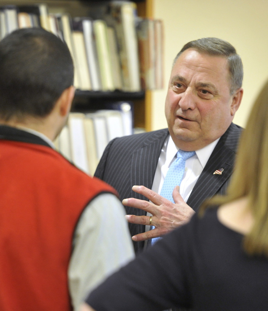 Maine Gov. Paul LePage told students, “Not a single young lady or young man in this room deserves to be abused,” at South Portland High School on Tuesday.