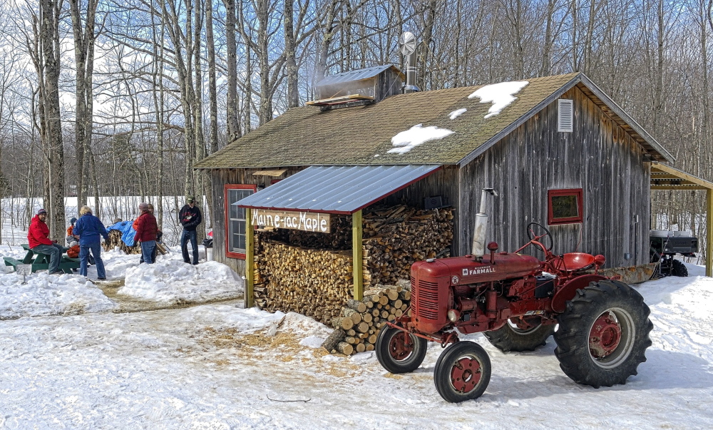 For more than pancakes: Because the cold weather this year has kept the sap from flowing, only a few pints of syrup have been produced at Maine-iac Maple Farms Richmond. It was used to top ice cream for visitors on Maine Maple Sunday on Sunday in Richmond.