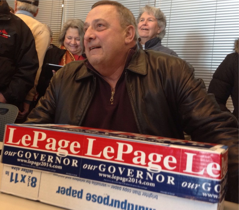 Gov. Paul LePage delivers signed petitions Friday in Augusta to get his name on the ballot for re-election.